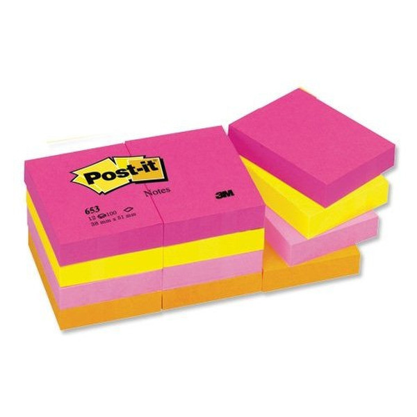 Post-It Colour Notes Pad Warm Neon (12 pack) 100Stück(e) selbstklebendes Etikett