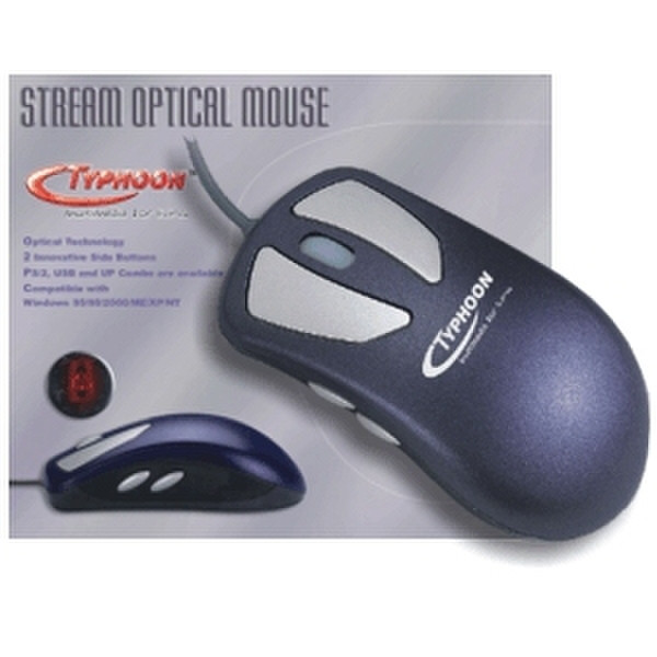 Typhoon Stream Optical Mouse USB+PS/2 Optisch 800DPI Blau Maus