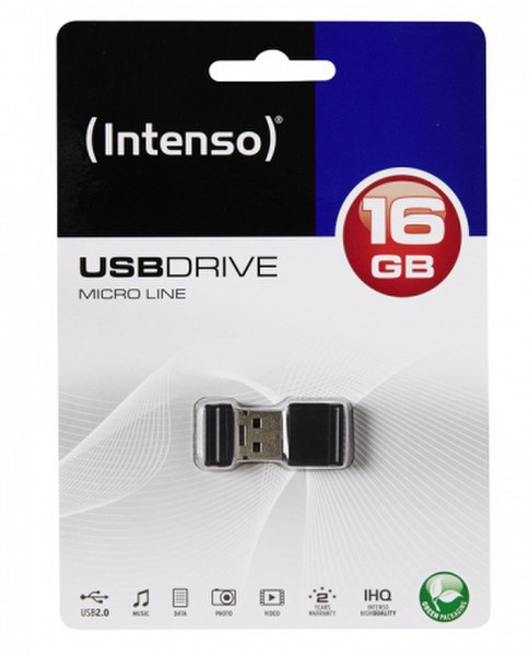 Intenso Micro Line 16GB 16ГБ USB 2.0 Тип -A Черный USB флеш накопитель