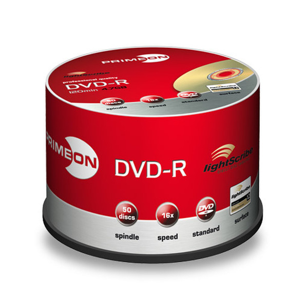 Primeon 02-100-025 4.7ГБ DVD-R 50шт чистый DVD
