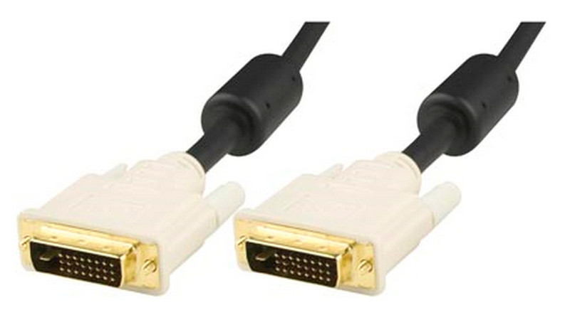 Deltaco DVI-600C-K 5m DVI-D DVI-D Black,White DVI cable