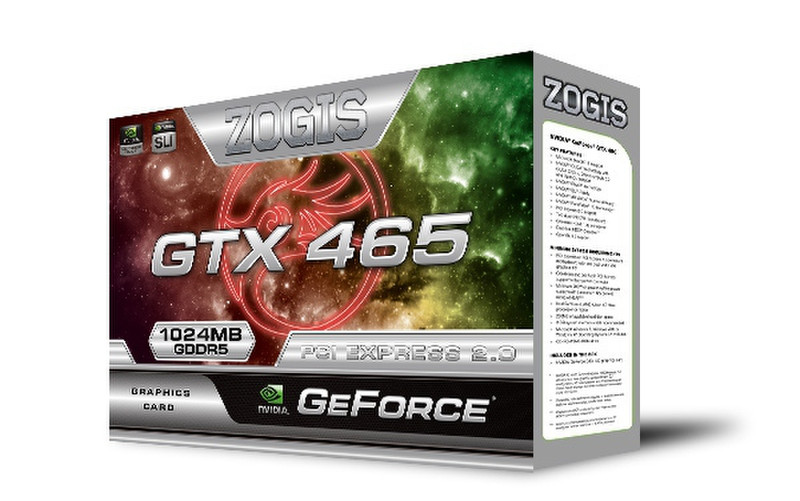 Zogis GeForce GTX465 GeForce GTX 465 1ГБ GDDR5 видеокарта