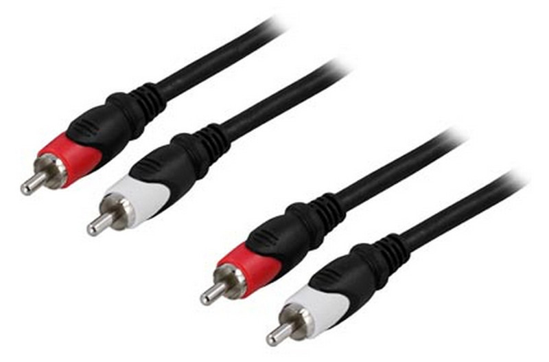 Deltaco MM-110 2m 2 x RCA 2 x RCA Schwarz, Rot, Weiß Audio-Kabel