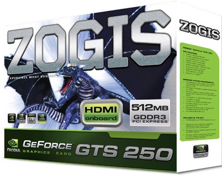 Zogis GeForce GTS250 GeForce GTS 250 GDDR3 видеокарта