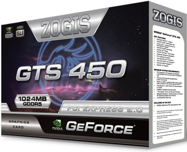 Zogis GeForce GTS450 GeForce GTS 450 1ГБ GDDR5 видеокарта