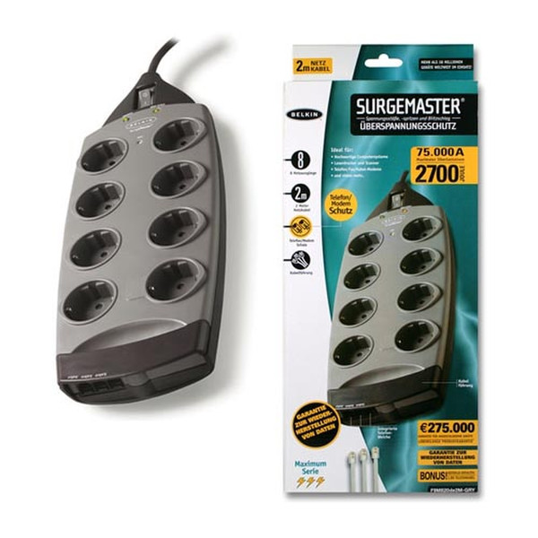 Belkin SurgeMaster Maximum Series suppressor - Germany 2м Черный сетевой фильтр