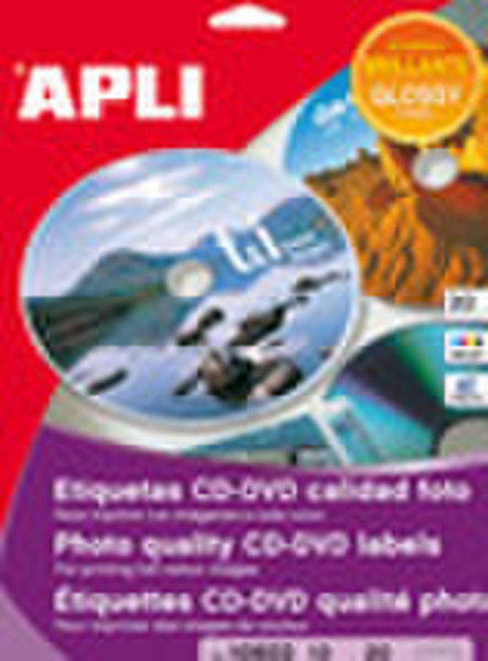 APLI 10603 Белый CD / DVD наклейка для принтеров