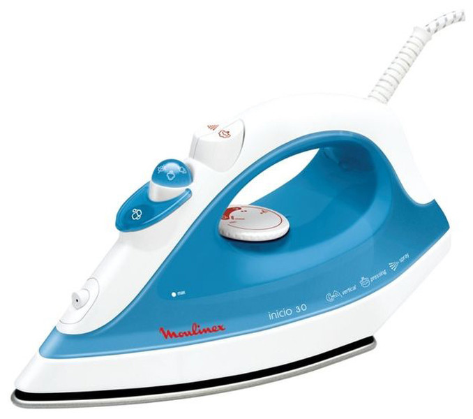 Moulinex IM1230 Dry & Steam iron Stainless Steel soleplate 1800W Blue,White iron