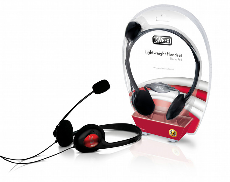 Sweex Lightweight Headset Black/Red headset