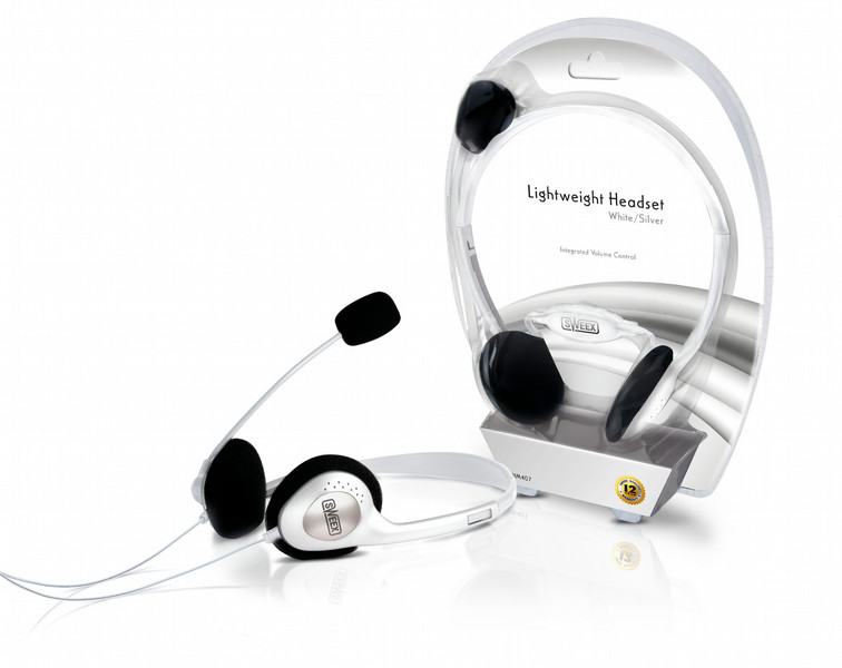 Sweex Lightweight Headset White/Silver headset