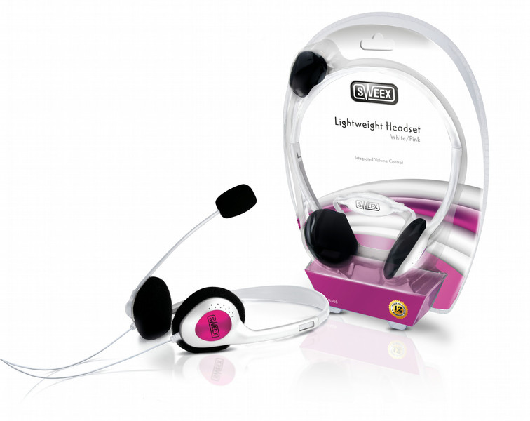 Sweex Lightweight Headset White/Pink headset
