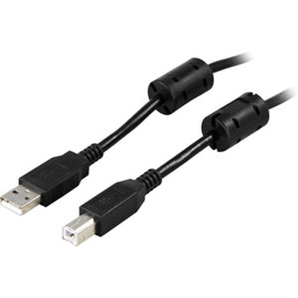 Deltaco USB 2.0 Cable A/B, 3m 3м USB A USB B Черный