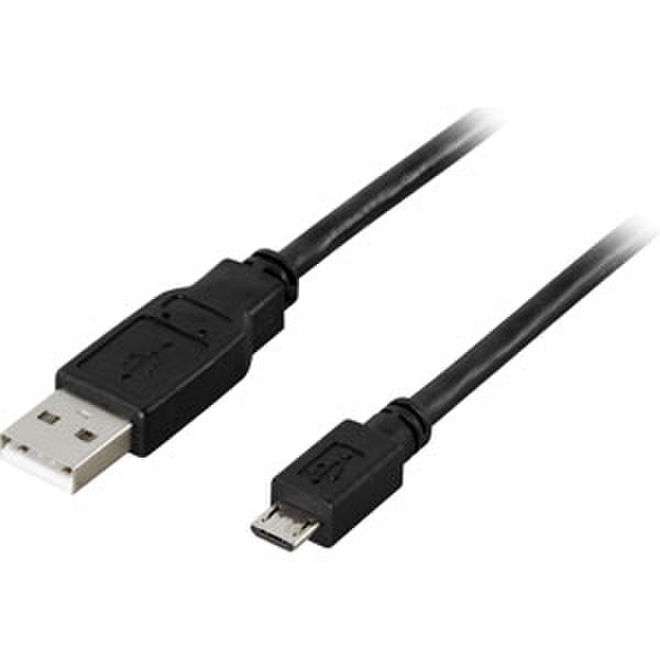 Deltaco USB 2.0 Cable A/micro B, 3m 3м USB A Micro-USB B Черный