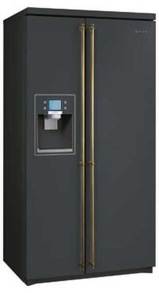 Smeg SBS800AO freestanding A+ Silver side-by-side refrigerator