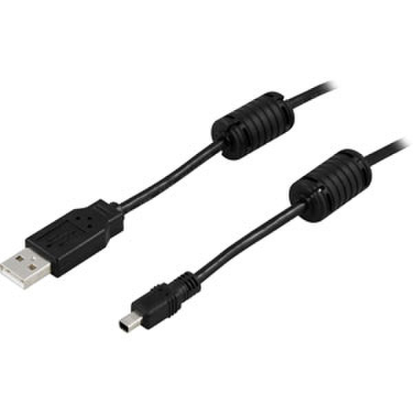 Deltaco USB 2.0 Cable f/ Cameras, 2m 2м USB A Micro-USB B Черный