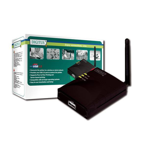 Digitus Wireless LAN print server, USB 2.0 Беспроводная LAN сервер печати