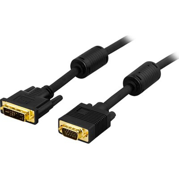 Deltaco VE013-A 2m DVI-A VGA (D-Sub) Schwarz Videokabel-Adapter