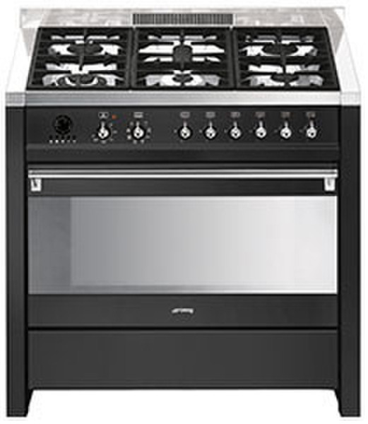 Smeg CS19A-6 Freestanding Gas hob A Black