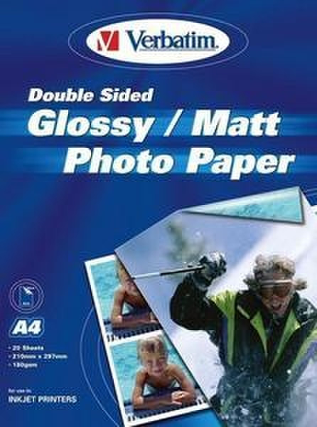 Verbatim Double Sided Glossy/Matt Photo Paper A4, 20pk photo paper