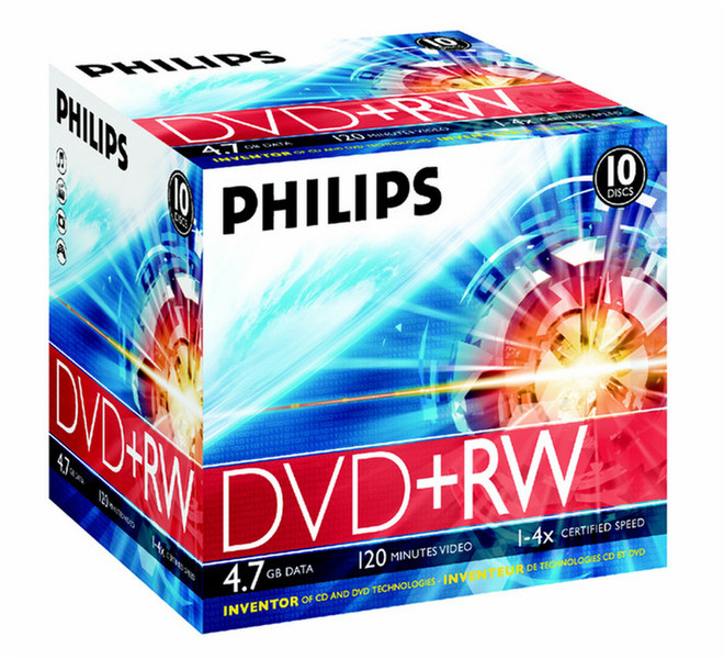 Philips DVD+RW 4x 4.7GB / 120min JC(10) 4.7GB 10pc(s)