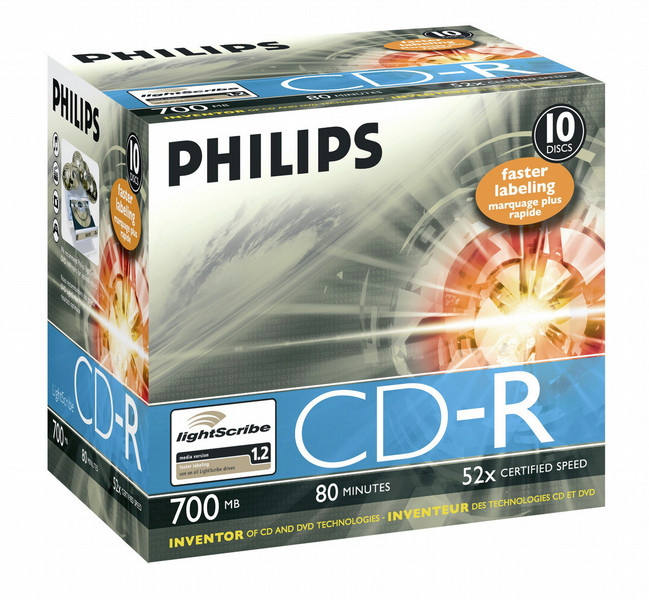 Philips CD-R 52x LS 700MB / 80min JC(10) 700МБ 10шт