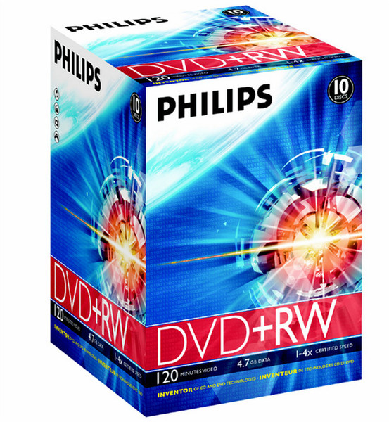 Philips DVD+RW 4x 4.7GB / 120min VB(10) 4.7GB 10pc(s)