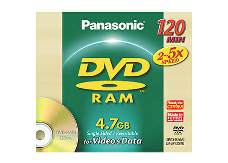 Panasonic DVD-RAM Disc 4.7GB 120 Min 4.7GB DVD-RAM 1pc(s)