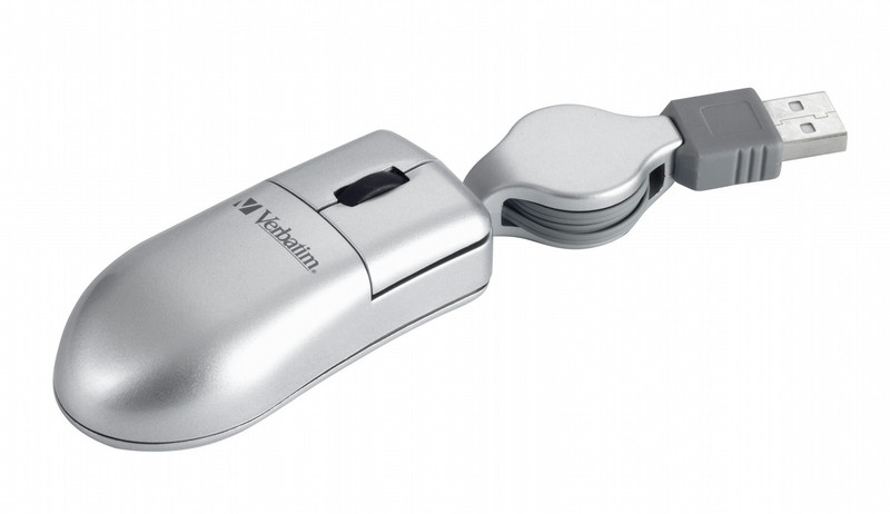 Verbatim Mini Optical Travel Mouse USB/PS2 USB+PS/2 Оптический Cеребряный компьютерная мышь