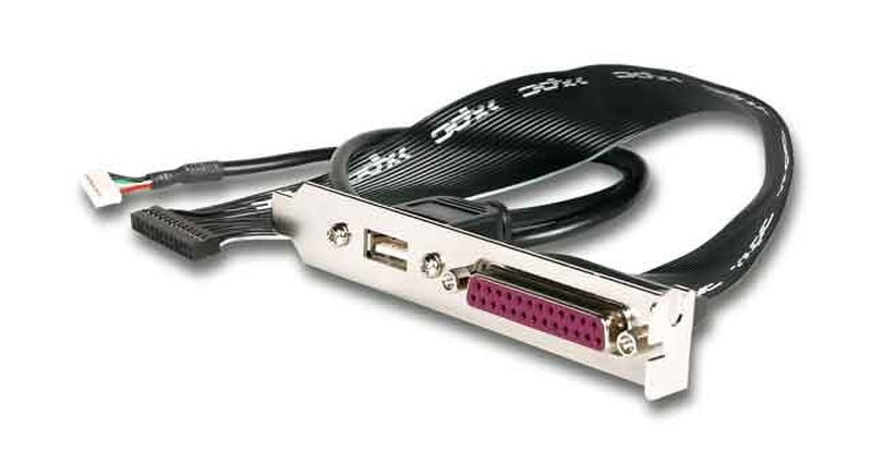 Shuttle Combo parallel and USB port expansion kit 25 pin D-Sub / USB type A 25 pin / 5 pin USB Черный кабельный разъем/переходник