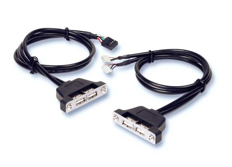 Shuttle Dual USB 2.0 port expansion kit, 2x5pin 0.5м USB A USB A Черный кабель USB