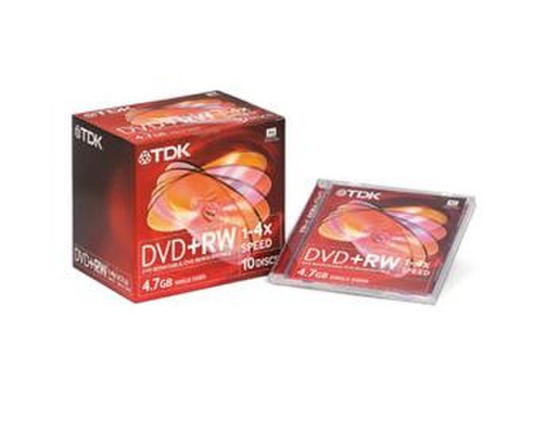 TDK DVD+RW 4.7GB 4X 10PK 4.7GB DVD+RW 10pc(s)