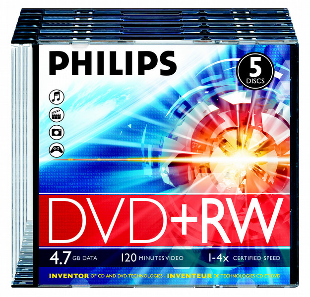 Philips DVD+RW 4x 4.7GB / 120min SJ(5) 4.7GB 5pc(s)