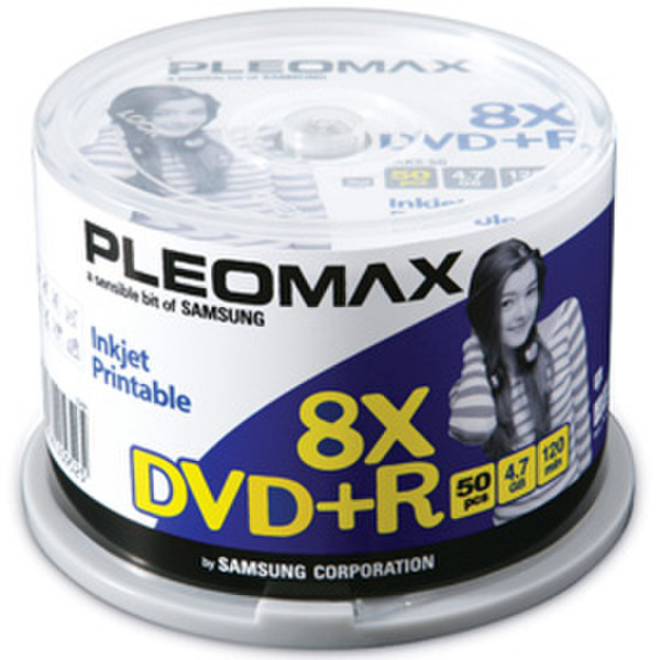 Samsung Pleomax Inkjet Printable DVD+R 4.7GB, Cake Box 50-pk 4.7GB 50Stück(e)