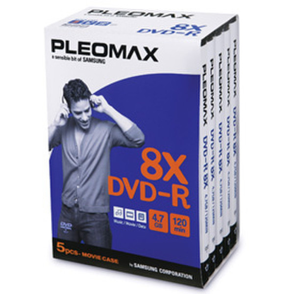 Samsung Pleomax DVD-R 4.7GB, Movie Case 5-pk 4.7GB 5Stück(e)