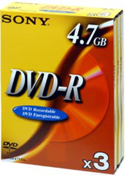 Sony DVD-R: write once disc, 3-pack Video Box