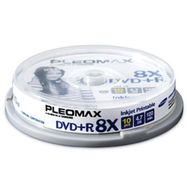 Samsung Pleomax Inkjet Printable DVD+R 4.7GB, Cake Box 10-pk 4.7GB 10Stück(e)