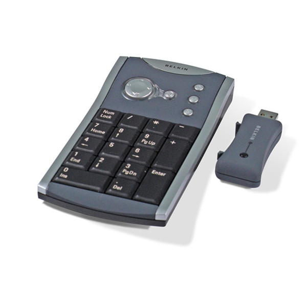 Belkin Wireless Keypad with Multimedia control (DE) Беспроводной RF Черный клавиатура