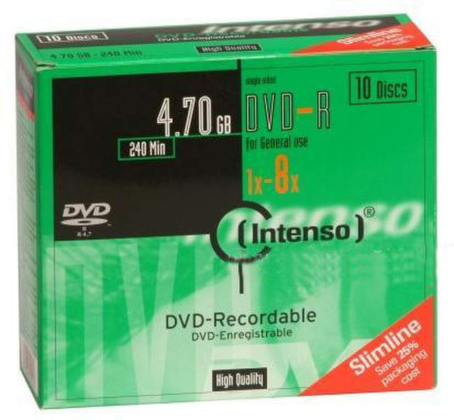 Intenso DVD-R 4.7GB 8x 10er Pack Slim Case 4.7GB DVD-R 10pc(s)