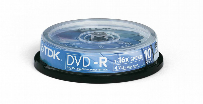 TDK DVD-R 4.7GB 16x Cakebox 10pk 4.7GB DVD-R 10Stück(e)