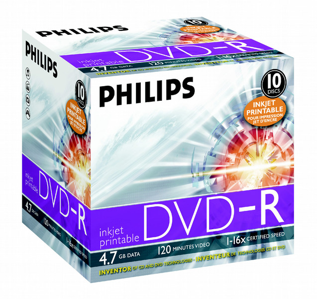 Philips DVD-R 16x 4.7GB / 120min IW JC (10) 4.7ГБ 10шт