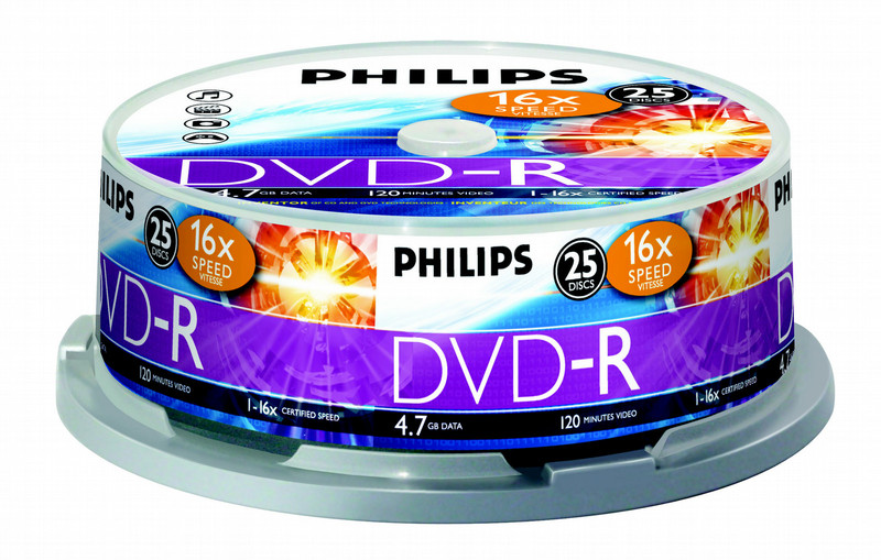 Philips DVD-R 16x 4.7GB / 120min SP (25) 4.7ГБ 25шт