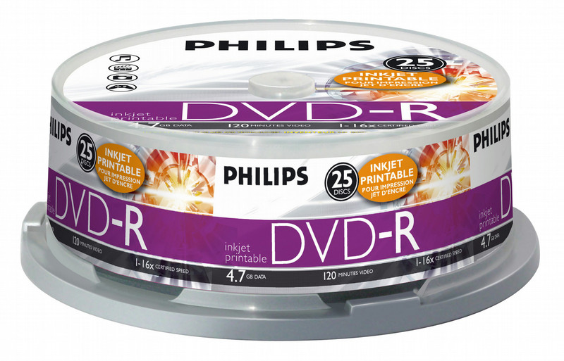 Philips DVD-R 16x 4.7GB / 120min IW SP (25) 4.7GB 25pc(s)