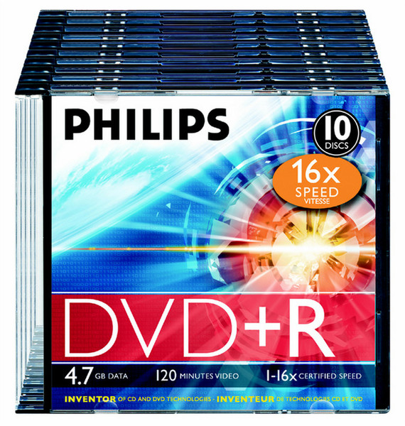 Philips DVD+R 16x 4.7GB / 120min SL (10) 4.7ГБ 10шт