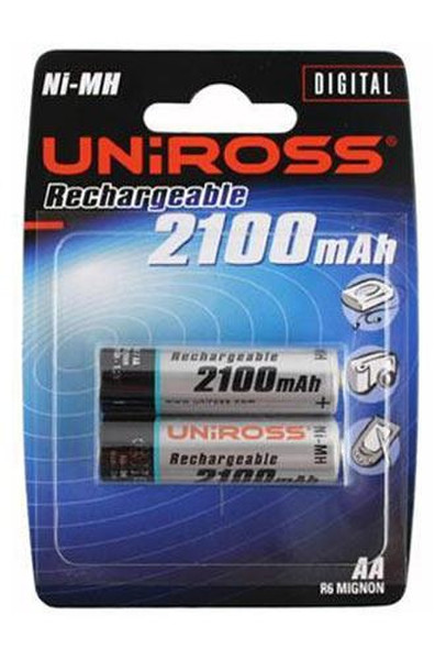 Uniross AA 2100mAh, Rechargeable batteries Nickel-Metal Hydride (NiMH) 2100mAh 1.2V rechargeable battery