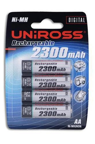 Uniross AA 2300mAh, Rechargeable batteries Nickel-Metal Hydride (NiMH) 2300mAh 1.2V rechargeable battery