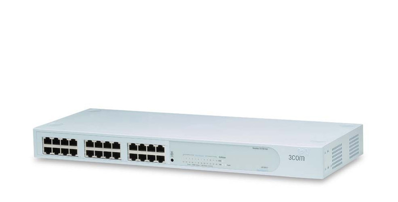 3com 3C16411 SuperStack 3 Baseline, 24 port 10 100Мбит/с Белый хаб-разветвитель