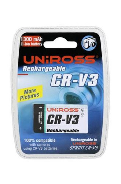 Uniross 1300mAh, Rechargeable batteries Lithium-Ion (Li-Ion) 1300mAh 3V Wiederaufladbare Batterie