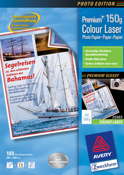 Avery Premium Colour Laser Photo A3 Paper 250 g/m² Белый бумага для печати