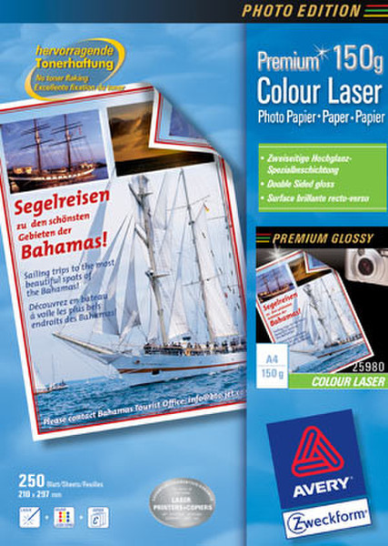 Avery Premium Colour Laser Photo Paper 150 g/m² Белый бумага для печати