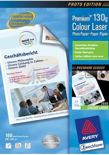 Avery Premium Colour Laser Photo Paper 130 g/m² Белый бумага для печати